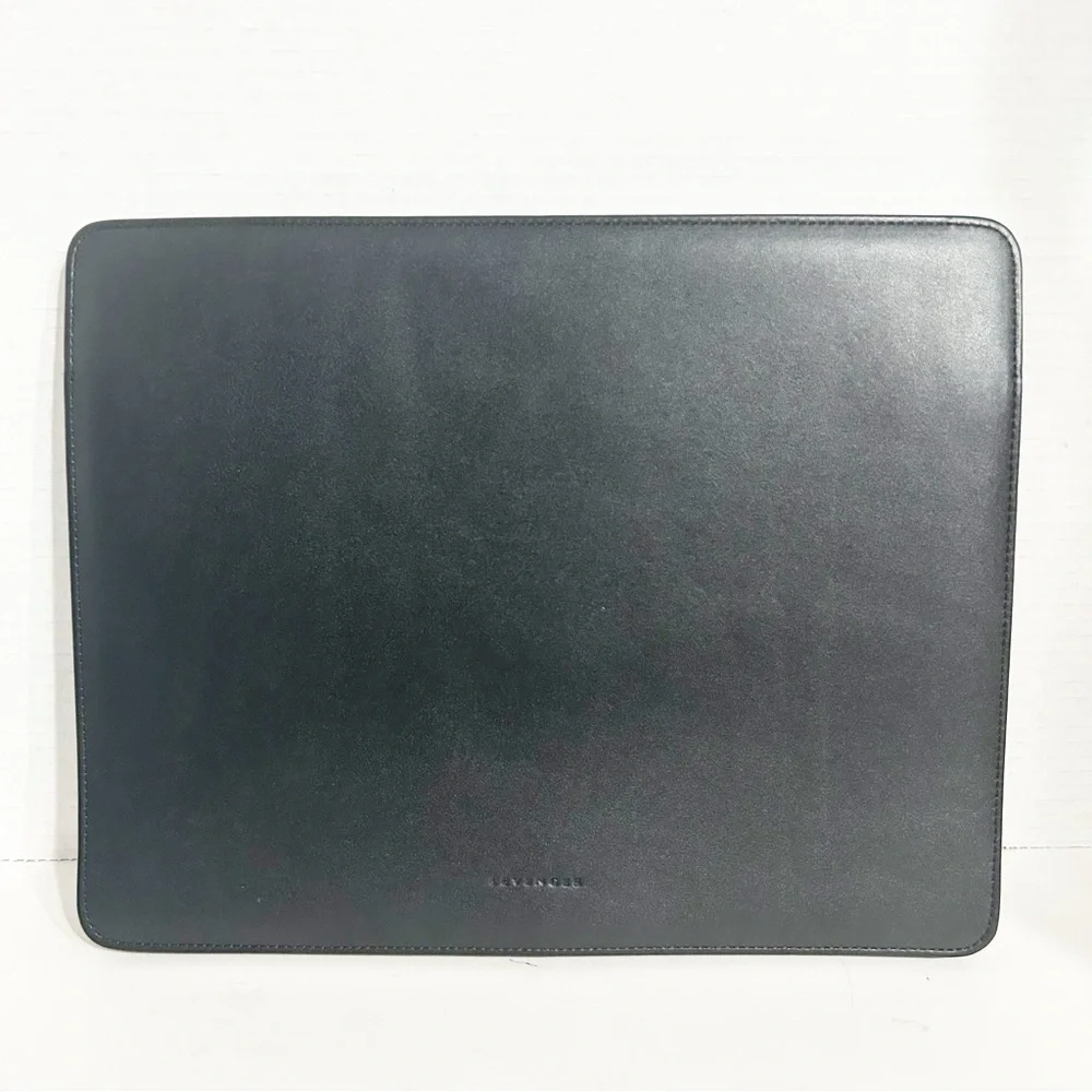 Levenger Black Leather Portfolio Sleeve Document Case Fabric Lined Expand Sides